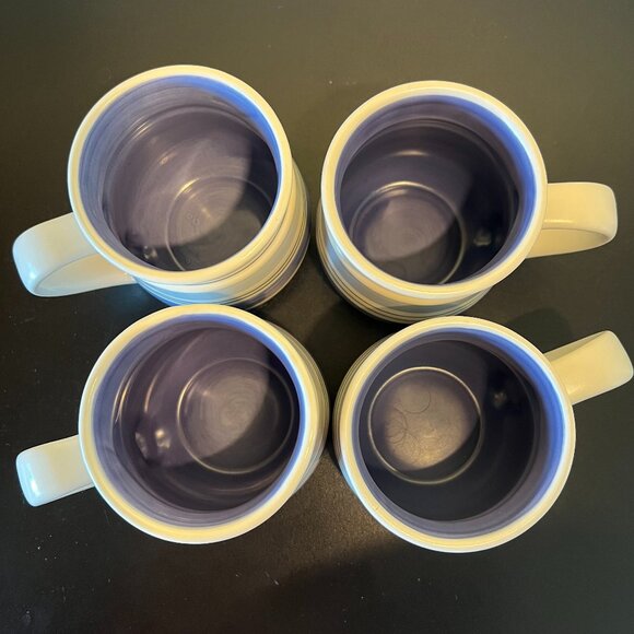 Set of 4 Pfaltzgraff Hand Painted RIO Stoneware Mug with Stripes in Hues of Blue - Picture 4 of 6